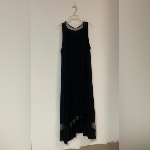 Lane Bryant Black Sleeveless Mesh Panel Maxi Dress with Pockets! - Picture 7 of 7